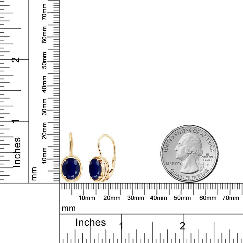 5.00 Ct Oval Blue Sapphire 18K Yellow Gold Plated Silver Dangle Earrings