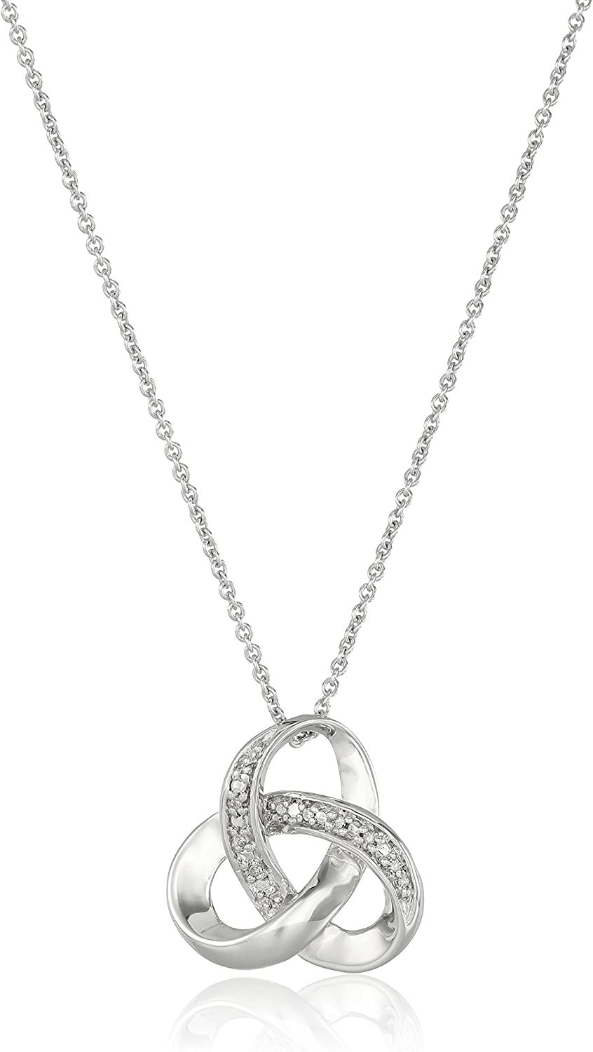 Sterling Silver Diamond Accent Knot Pendant Necklace , 18"