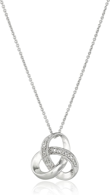 Sterling Silver Diamond Accent Knot Pendant Necklace , 18"