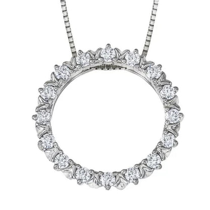 1/4 CT. T.W. Diamond Circle Pendant in 14K White Gold