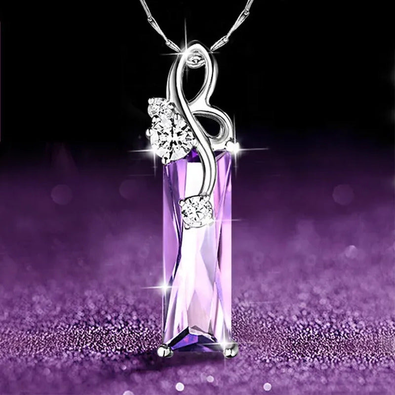 4 Styles High Quality New Arriving Women Charm Crystal Amethyst Diamond Pendant