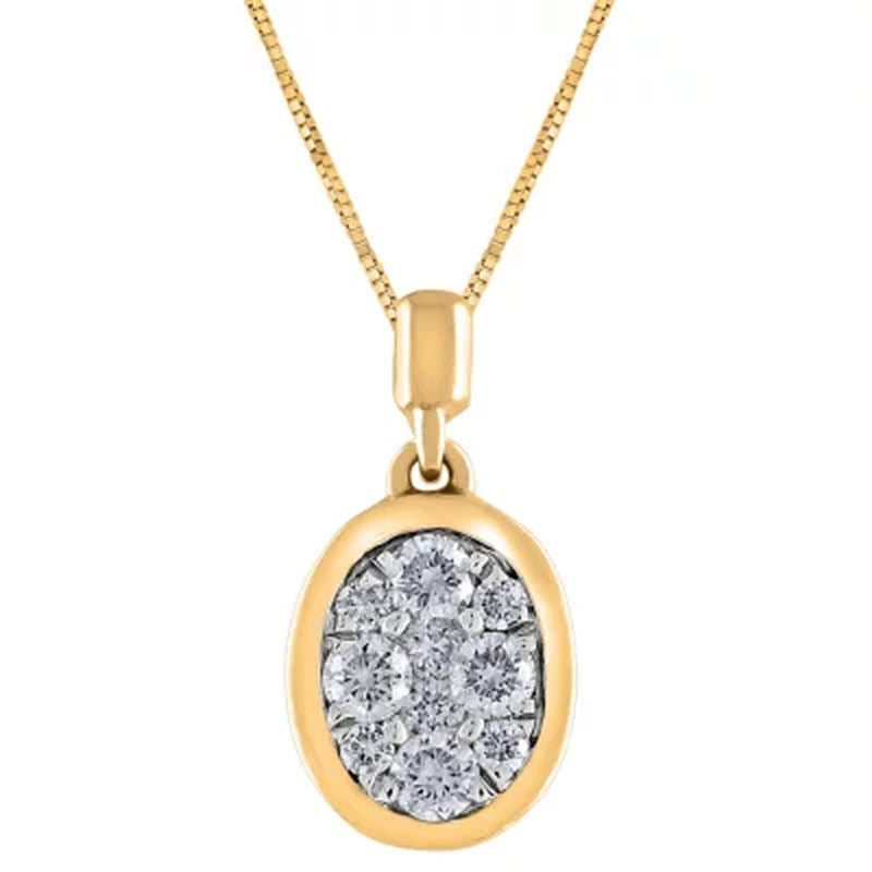 0.23 CT. T.W. Composite Diamond Oval Shape Bezel Pendant in 14K Gold