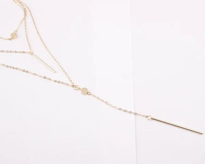 Elegant Multilayer Women Pendent Necklace Long Chain Necklace Bo