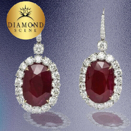 33 Carat GIA Certified Ruby and Diamond Earrings
