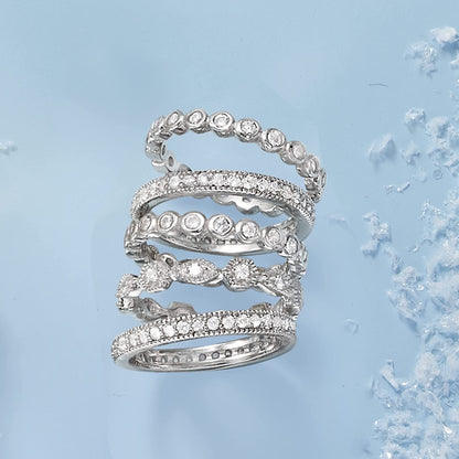 2.50 Ct. T.W. CZ Jewelry Set: 5 Eternity Bands in Sterling Silver