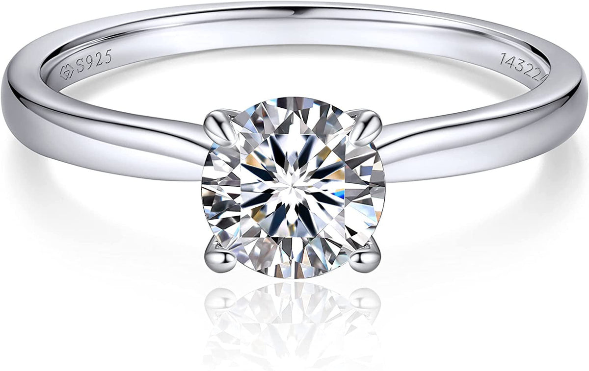 Moissanite Rings, 1Carat Moissanite Rings for Women, D Color VVS1 Simulated Diam