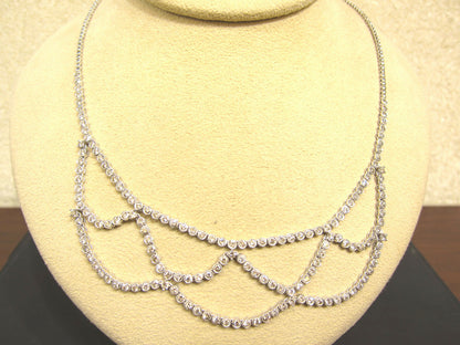 5.96 CT DIAMOND HALF WAY SET FRONT SET NECKLACE ROUND DIAMOND WEB DESIGN 18 K