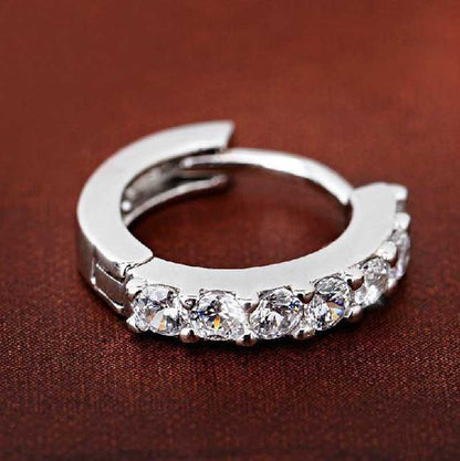 Silver Rhinestones Hoop Diamond Stud Earrings for Women Glitter Vintage Earrings