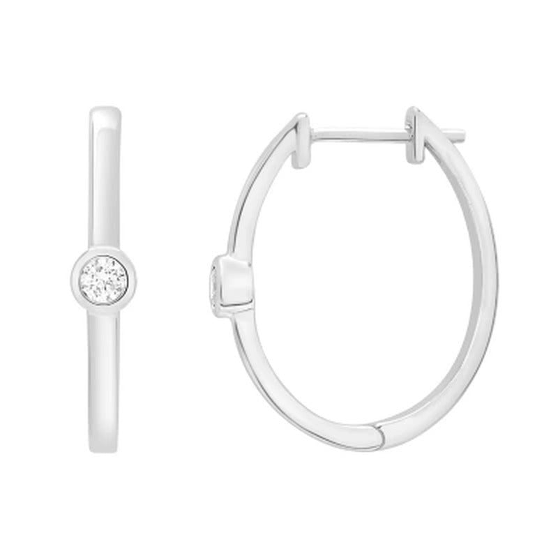0.10 CT. T.W. Diamond Single Stone Hoop Earrings in 14K Gold (I, I1)
