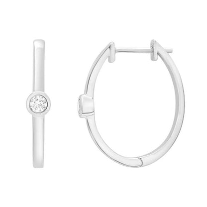 0.10 CT. T.W. Diamond Single Stone Hoop Earrings in 14K Gold (I, I1)