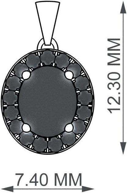 Natural and Certified Oval Cut Gemstone and Diamond Petite Necklace in 14K White