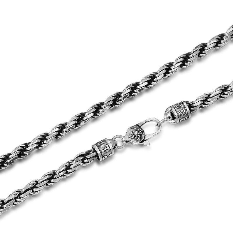 100% Real S925 Pure Silver 2023 Fashion Jewelry 4MM Weaving Personality Man