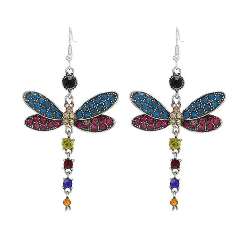 1 Pair Women'S Ethnic Style Tassel Dragonfly Earring Dragonfly Earrings with Tin