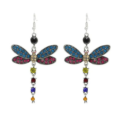 1 Pair Women'S Ethnic Style Tassel Dragonfly Earring Dragonfly Earrings with Tin