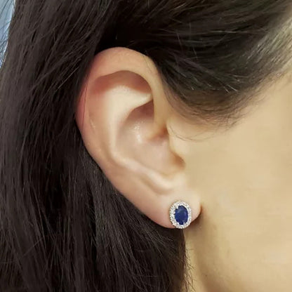 1.2 CT. T.W. Blue Sapphire and Diamond Earring in 14K Gold