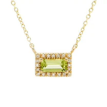 Peridot and .06 CT. T.W. Diamond Pendant in 14K Gold
