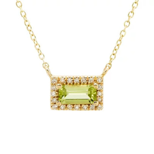 Peridot and .06 CT. T.W. Diamond Pendant in 14K Gold
