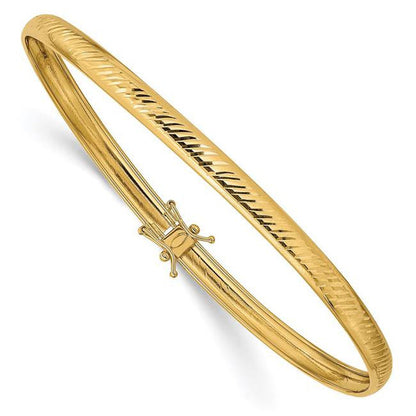 Primal Gold 14 Karat Yellow Gold Diamond-Cut Flexible Bangle