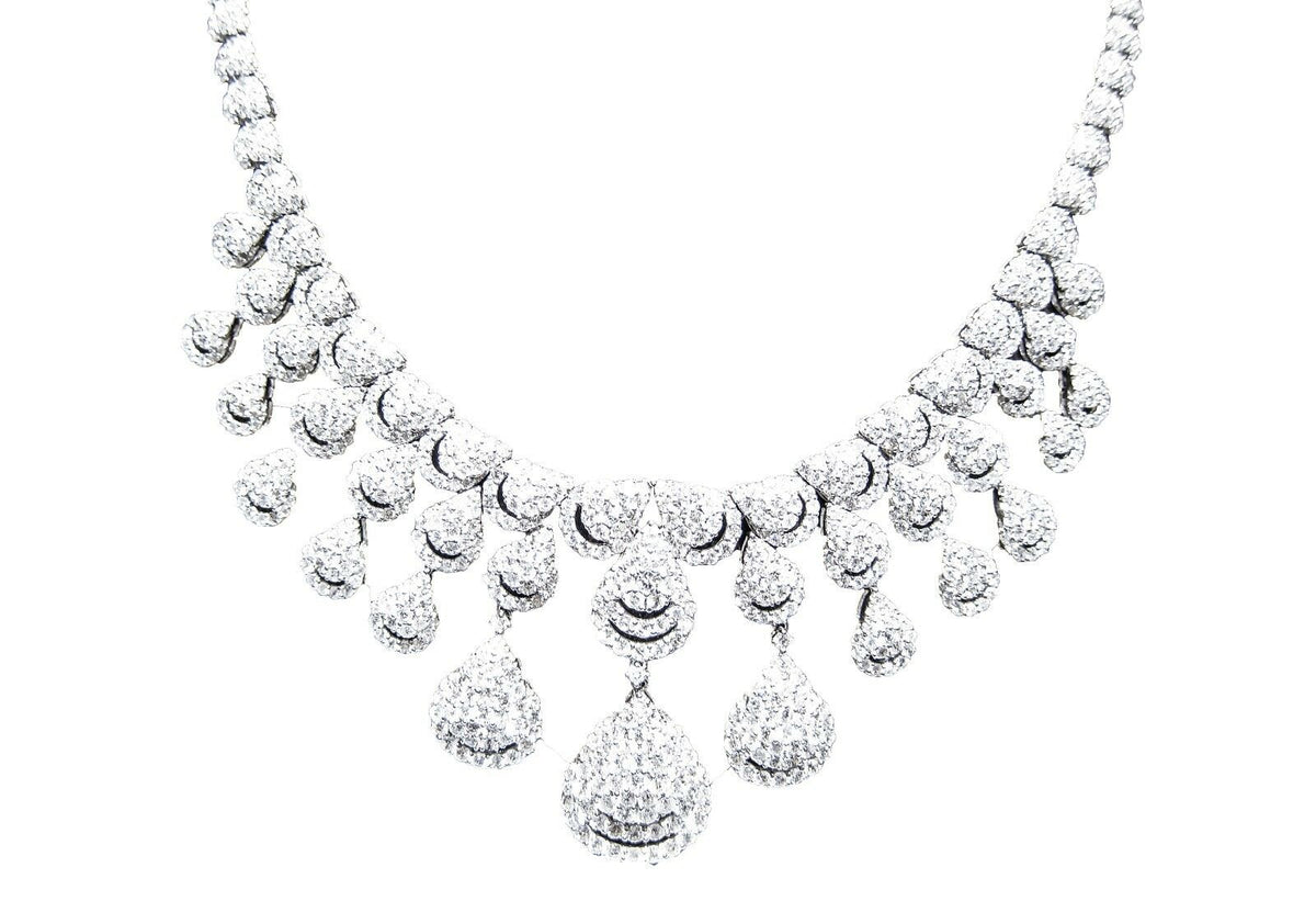 DIAMOND ROUND BRILLIANT SHAPE SET NECKLACE DANGLE DROP STYLE DIAMOND NECKLACE
