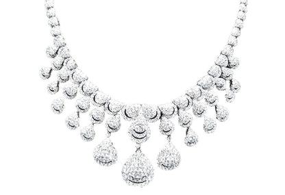 DIAMOND ROUND BRILLIANT SHAPE SET NECKLACE DANGLE DROP STYLE DIAMOND NECKLACE