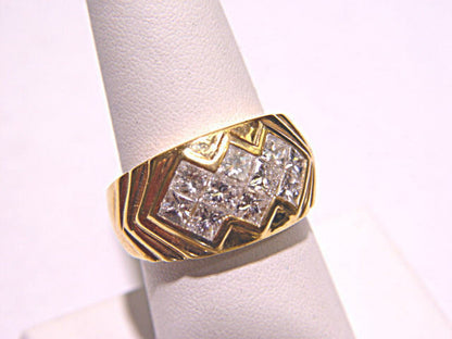 1.77 CT PRINCESS CUT INVISIBLE SET DIAMOND TOP SET BAND 10 STONE 17 POINTER 18 K