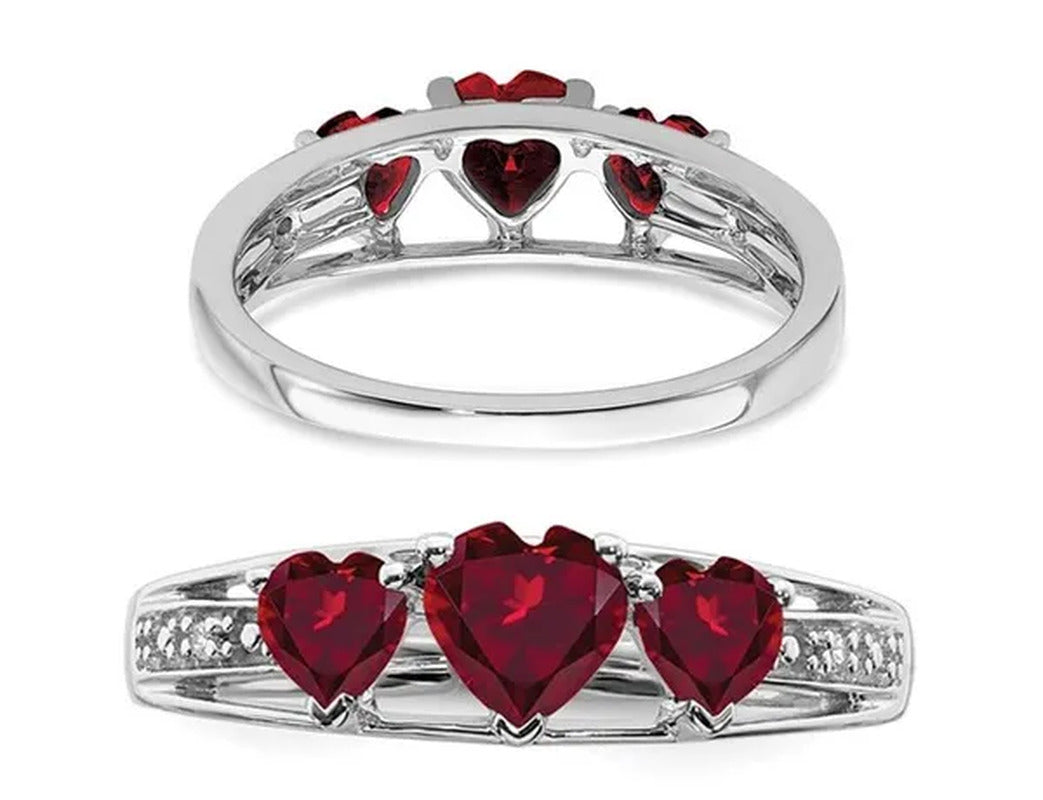3/4 Carat (Ctw) Lab Created Heart Ruby Ring in 14K White Gold