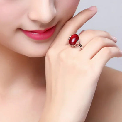 4 Colors Adjustable Natural Gemstone Ring Ruby Sapphire Powder Crystal Open Ring