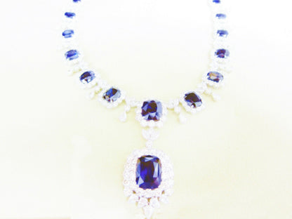 GIA CERTIFIED 14 CUSHION SHAPE 17.48 CT CENTER SAPPHIRE WITH NATURAL DIAMOND