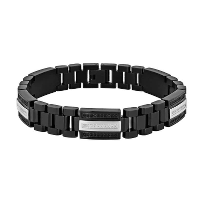 0.81CT. TW. Black & White Diamond Stainless Steel Bracelet