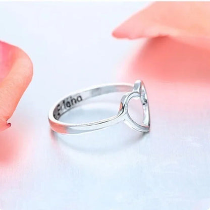 18K Gold Heart Shaped Hollow-Out Ring Silver/Rose Gold Letter Rings for Best Fri