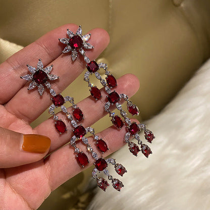 Earringvintage Court Baroque Ruby Flower Earrings