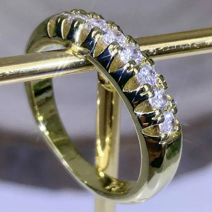 Luxury Silver /18K Gold Ring 925 Sterling Silver Womens Ring White Sapphire Wedd