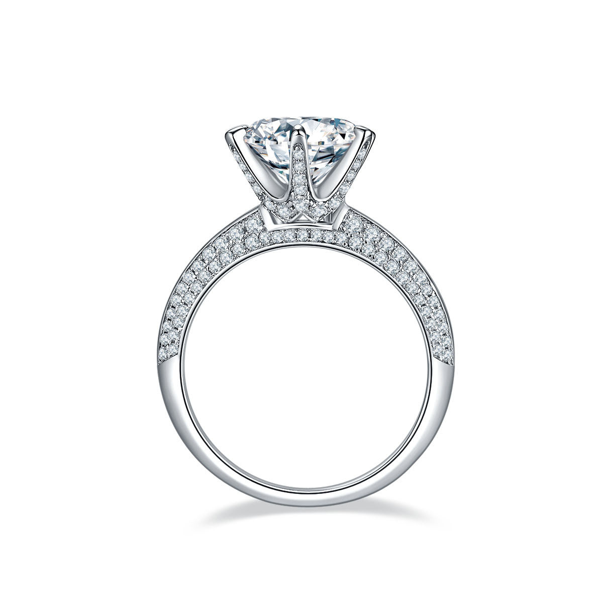 S925 Silver Plated White Gold Moissanite Diamond Ring for Women