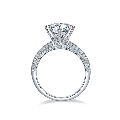 S925 Silver Plated White Gold Moissanite Diamond Ring for Women