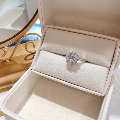 Moissanite Women'S Ring Sun Flower