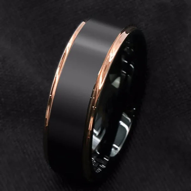 8MM Fashion Men'S and Women'S Tungsten Carbide Ring Rose Gold Black Brushed Wedd