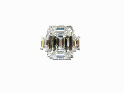 F COLOR VS1 CLARITY EMERALD SHAPE SET TWO TRAPEZOID ENGAGEMENT RING