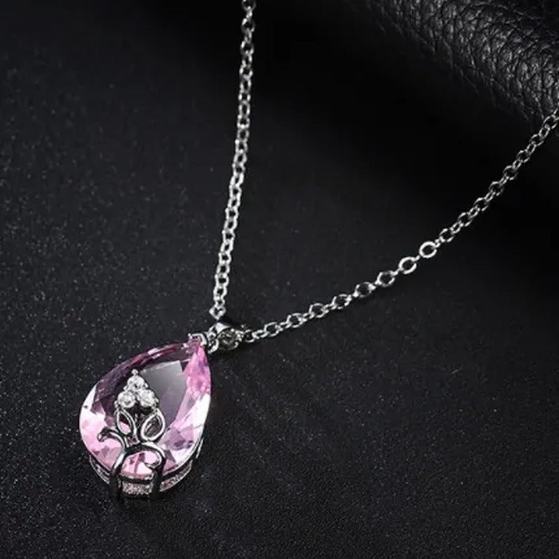 Woman Fashion Jewellery Elegant Pink Topaz Pendant Gold-Plated Noble Zircon AAA