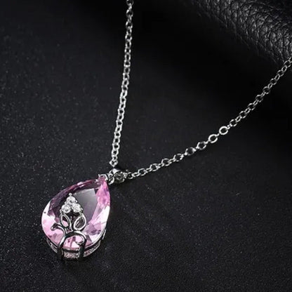 Woman Fashion Jewellery Elegant Pink Topaz Pendant Gold-Plated Noble Zircon AAA