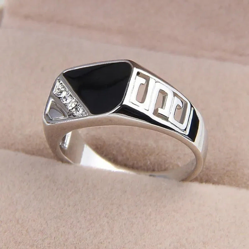 Fashion Male Jewelry Classic Color Wedding Ring Black Enamel Rings for Men Chris