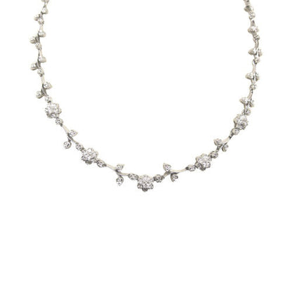 1.40 CT DIAMOND FLUERETTE 14 K GOLD NECKLACE