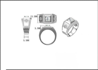 S925 Silver Inlaid Gemstone Men'S Ring