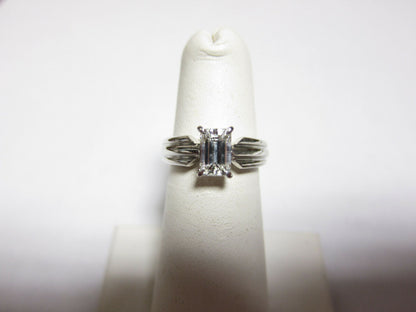 GIA CERTIFIED DIAMOND EMERALD SHAPE SOLITAIRE GROOVED DIAMOND ENGAGEMENT RING