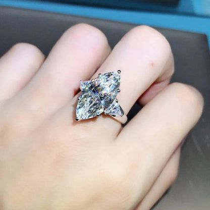 925 Sterling Silver Marquise Cut 8 CT 3EX VVS D Color Created Moissanite Wedding
