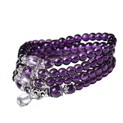 Buddhist Amethyst Bracelet Stones Chakra Dolphin Beaded Prayer Bangle