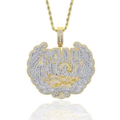 Large Size Letter Road Runna Pendant Full of Diamonds