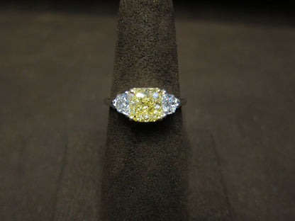 GIA CERTIFIED FANCY YELLOW DIAMOND CUSHION SHAPE SIDE