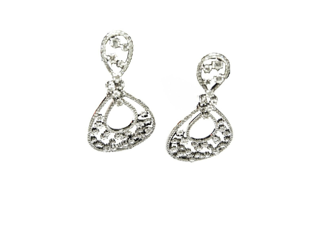 DIAMOND EARRING ROUND BRILLIANT SHAPE SET DIAMOND DANGLE STYLE