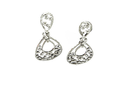DIAMOND EARRING ROUND BRILLIANT SHAPE SET DIAMOND DANGLE STYLE