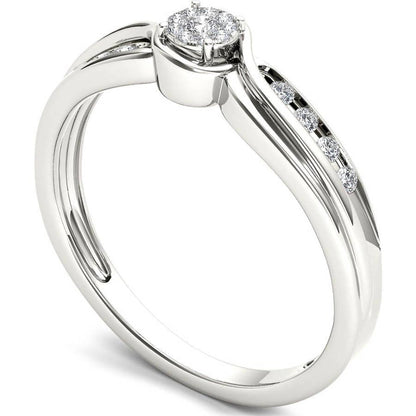 1/10 Carat T.W. Diamond Cluster 10Kt White Gold Engagement Ring